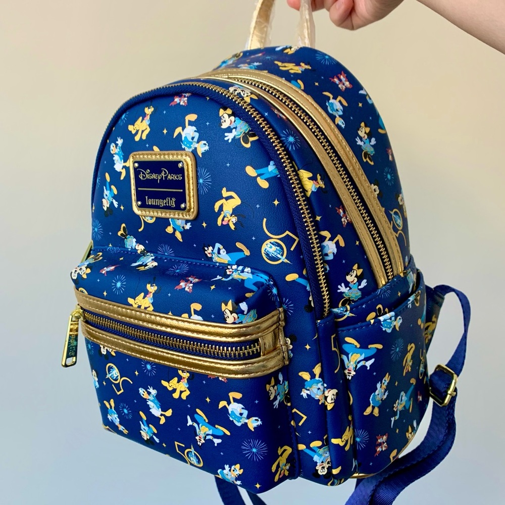 NEW 2021 Disney World 50th Anniversary Celebration Blue Loungefly Backpack Bag